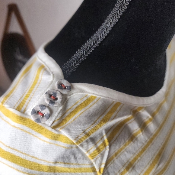 Matilda Jane Mustard Stripe Button Accent Top Size XS - Picture 11 of 13